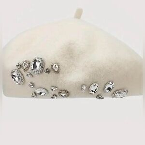 Wool rhinestone beret hat